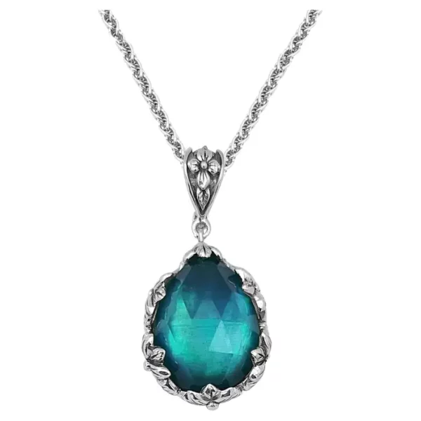 Natural Quartz and Mother Of Pearl Pendant in Sterling Silver.