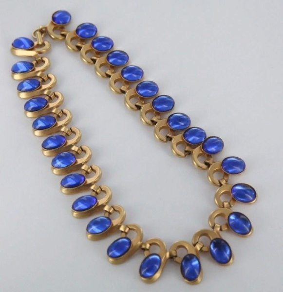 Necklace with blue glass stones.