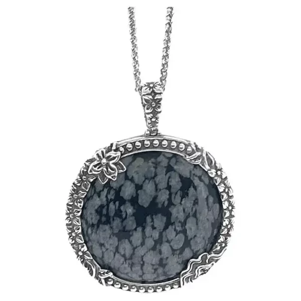 Opal Dendrite Reversible Pendant Necklace in Sterling Silver.