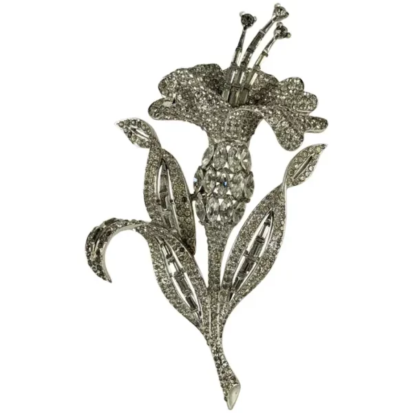 Rare Marcel Boucher Art Deco Pave Lily.