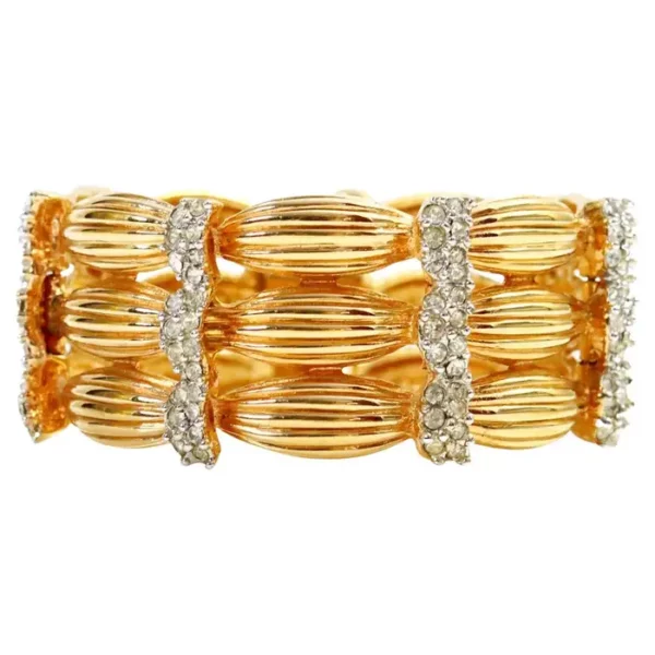 Vintage Boucher Gold and Diamante Wide Bracelet Circa 1960s.