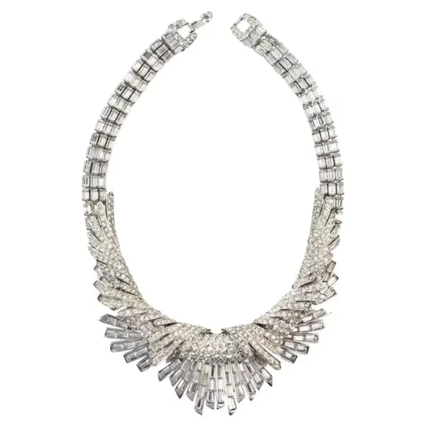 Vintage Boucher Pave and Baguette Layered Necklace Circa 1960s.