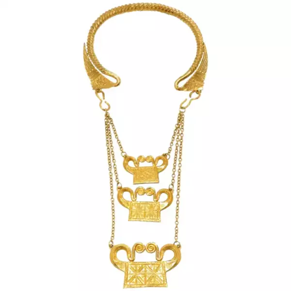1970s Egyptian Revival Necklace Designed by Alexis Kirk.