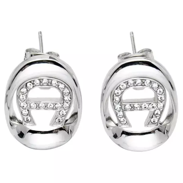 Aigner Crystals Silver Tone Earrings.4