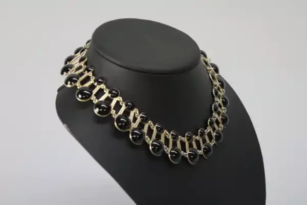 Aksel Holmsen Norwegian Black Enamal and Sterling Silver Necklace.