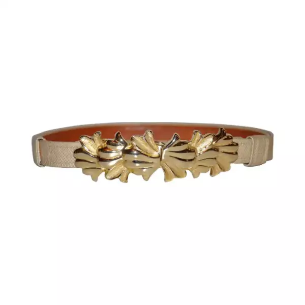 Alexis Kirk Bold Gilded Gold Vermeil Belt Buckle with Textured Leather Belts.