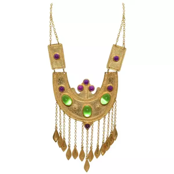 Alexis Kirk Vintage Etruscan Glass Cabachon Massive Statement Necklace.