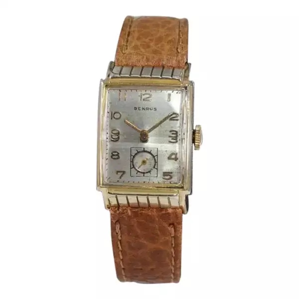 Benrus Art Deco Tank Style Wrist Watch with Original Dial, Circa 1940's.