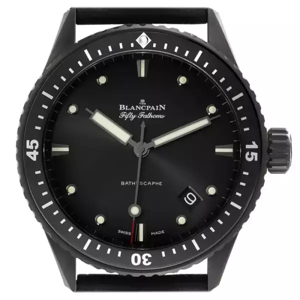 Blancpain Fifty Fathoms Bathyscaphe Black Ceramic Mens Watch 5000 Box Card.