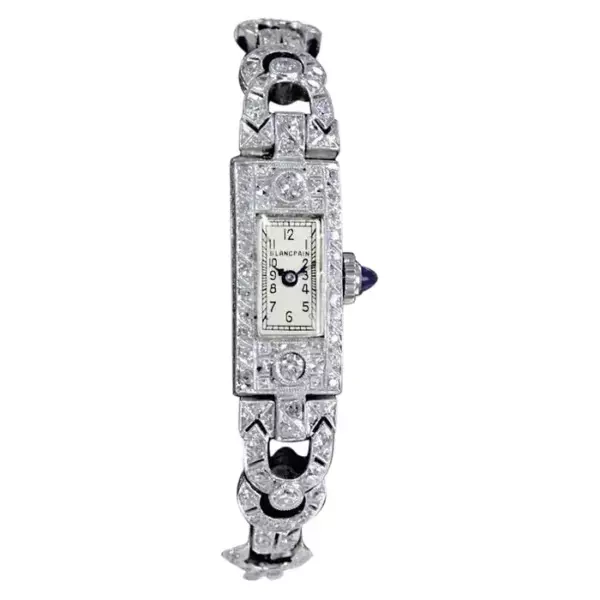 Blancpain Platinum Watch and 18 Karat Diamond Bracelet, circa 1930s 1940s.