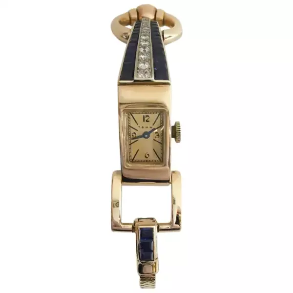 Blancpain T & H M Retro Yellow Gold Sapphire and Diamond Driver Ladies Watch.