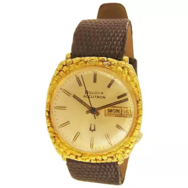Bulova Accutron 14 Karat Yellow Gold Vintage Watch.