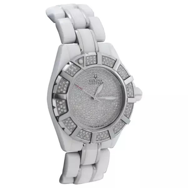 Bulova Accutron Mirador Diamond Pave Bezel and Dial Watch.