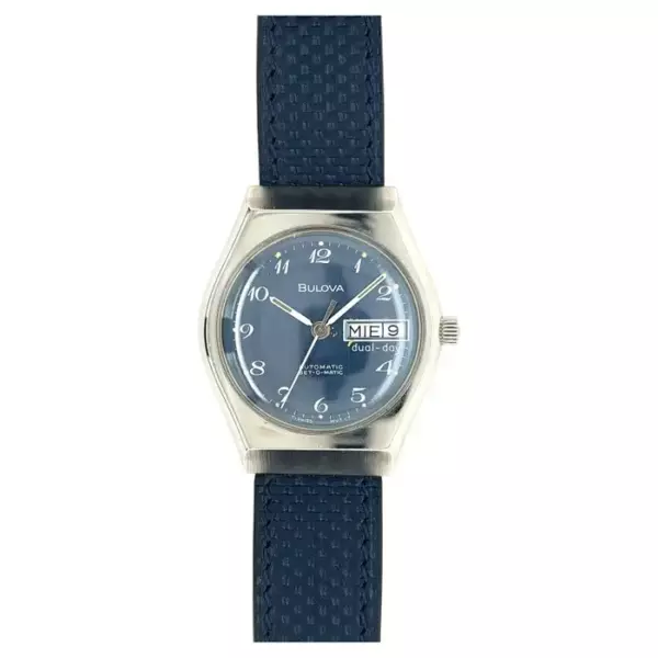 Bulova Watch, Set o matic, Blue Dial Stainless Steel.