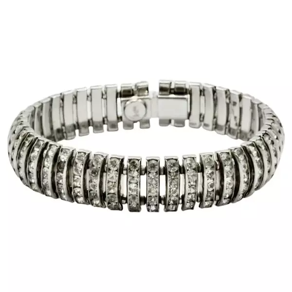 Butler & Wilson Silver Tone Channel Set Crystals Link Bracelet.