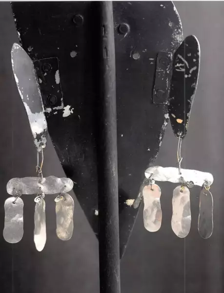 Earrings made of silver in an ancient style.