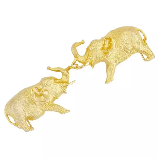 Gold Elephant Figural Belt Buckle By Alexis Kirk, 1980s.