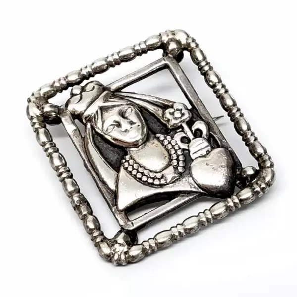 McClelland Barclay Sterling Silver Queen of Hearts Pin. McClelland Barclay Sterling Silver Queen of Hearts Pin.