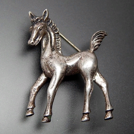 Sterling silver Horse brooch.