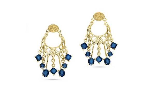 The 18kt Gold Falahy Stone Earrings are inscribed with our classic calligraphy