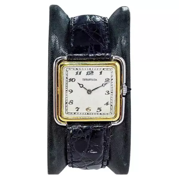 Tiffany & Co. Two Tone 18Kt. Yellow & Platinum Art Deco Watch from 1920's.