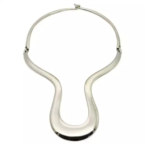 Vintage Alexis Kirk Articulated Silver Tone Choker Necklace Circa 1980s.