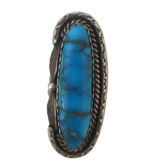 Vintage Bell Southwest Bell Trading Post Turquoise and Sterling Silver Ring.