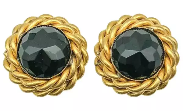 Vintage Butler & Wilson Jet Black Glass Rope Earrings 1980s.