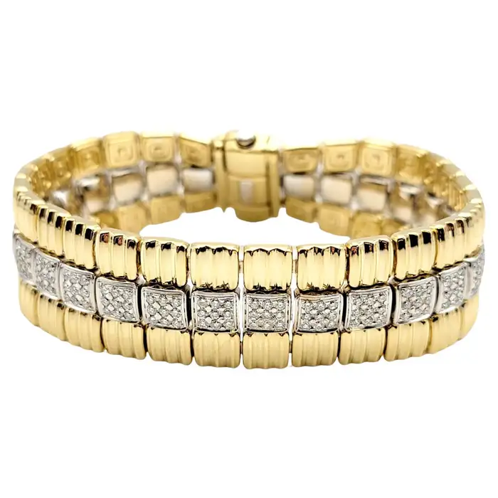 Chimento 3.00 Carat Total Diamond Link Bracelet 18 Karat White and Yellow Gold.