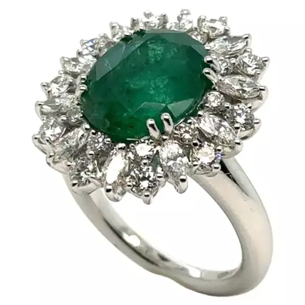 Chimento Princess Ring Emerald Carats Diamonds White Gold 18 Karat.