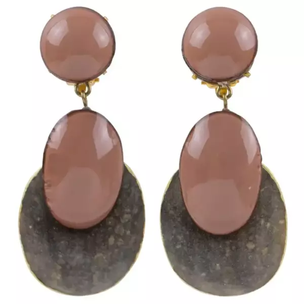 Cilea Paris Dangle Resin Clip Earrings Nude Colors.