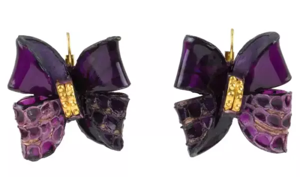 Cilea Paris Purple Resin Butterfly Pierced Earrings.