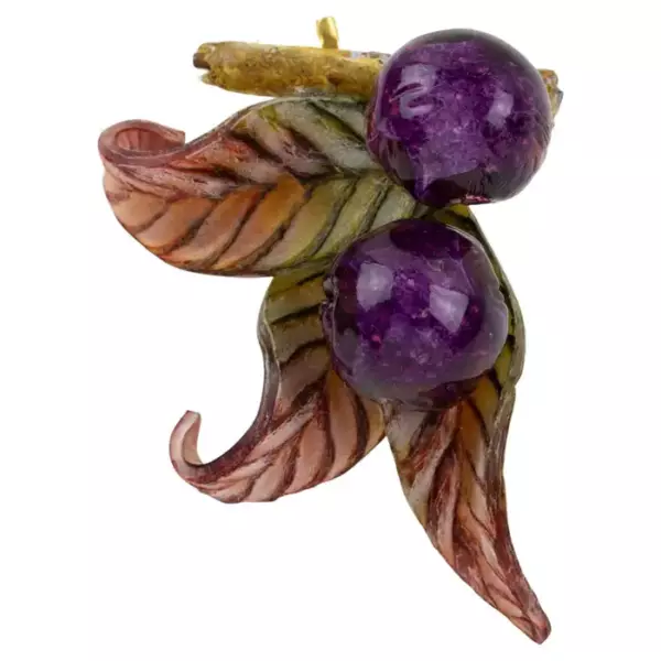 Cilea Paris Resin Pin Brooch Purple Berries.