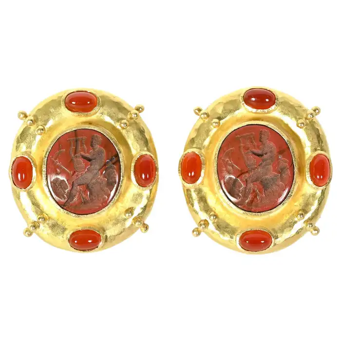 Elizabeth Locke Carnelian and Red Jasper Earrings.