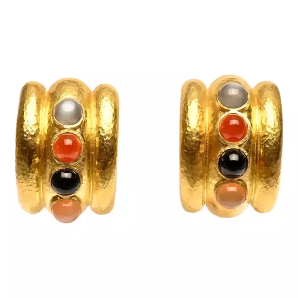 Elizabeth Locke Multigem Half Hoop Earrings.
