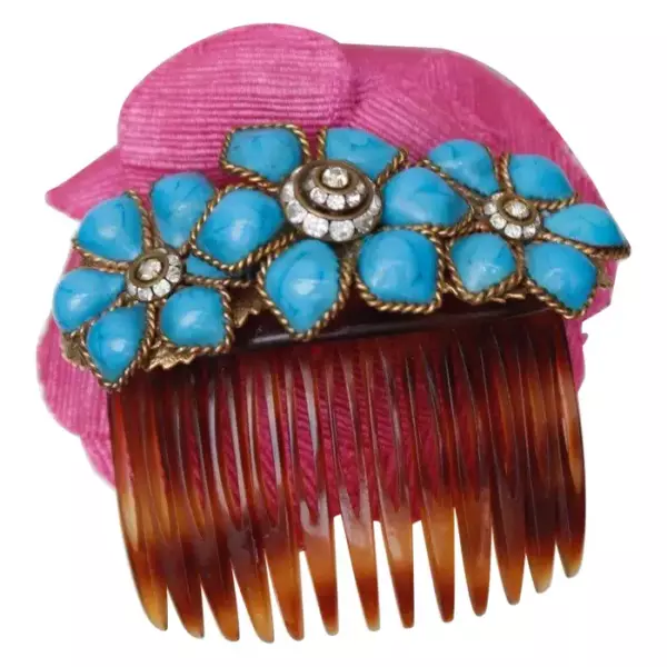 Françoise Montague Comb in Bakelite and Glass Paste.