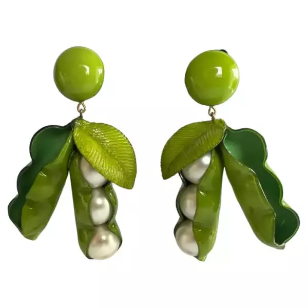 Oversized French Peapod Statement Earrings.