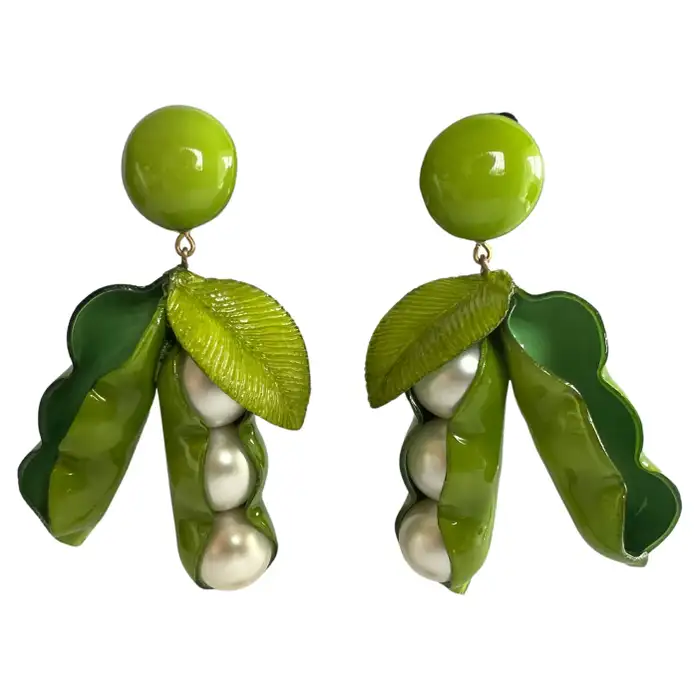 Oversized French Peapod Statement Earrings.