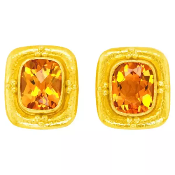 Renaissance Revival Citrine Earrings by Elizabeth Locke.