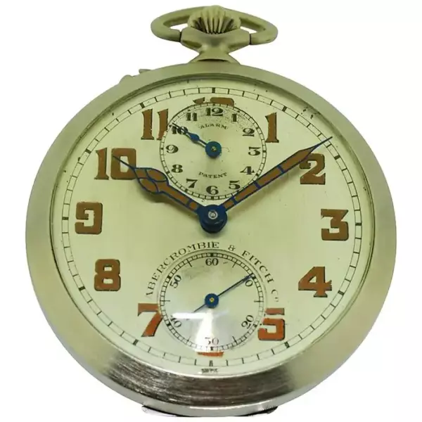 Abercrombie & Fitch Rare Travel Alarm Pocket Watch circa 1930 with Original Dial. Abercrombie & Fitch Rare Travel Alarm Pocket Watch circa 1930 with Original Dial.