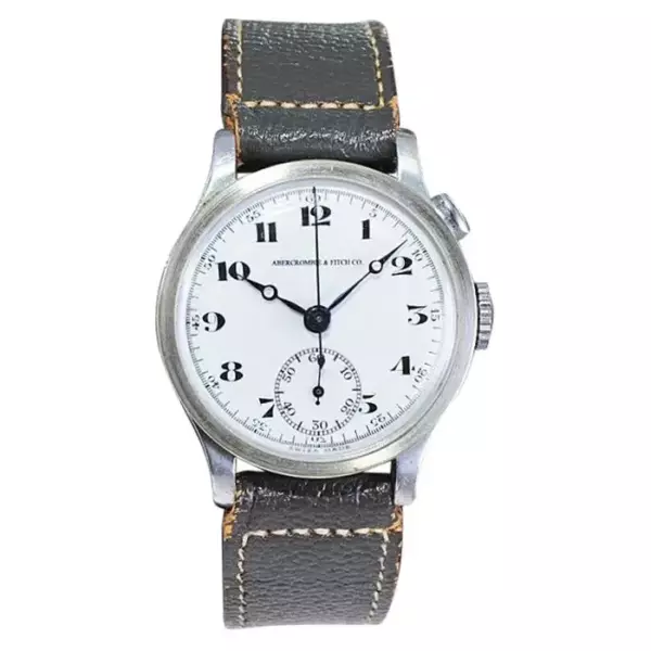 Abercrombie & Fitch Stainless Steel 1 Button Chronograph Watch, 1930s. Abercrombie & Fitch Stainless Steel 1 Button Chronograph Watch, 1930s.