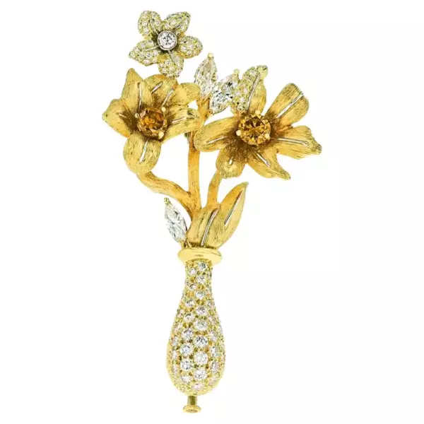 Diamond Floral Brooch By Henry Dunay. Diamond Floral Brooch By Henry Dunay.