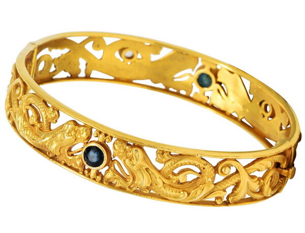 Dragon bracelet, gold, sapphires and diamonds, Whiteside & Blank, circa 1905.