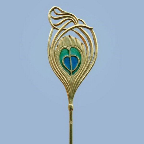 Gold hatpin decorated with enamel, Ferdinand Earhart, France, 1908.