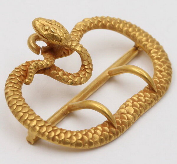 Gold snake buckle, Whiteside & Blank.