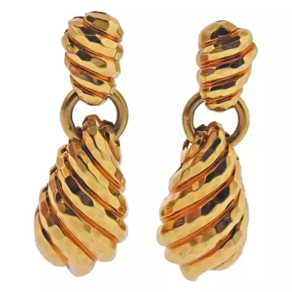 Henry Dunay Hammered Gold Drop Earrings. Henry Dunay Hammered Gold Drop Earrings.