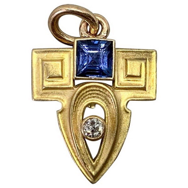 Lavalier pendant in gold with sapphire and diamond, Whiteside & Blank, 1890 1920.
