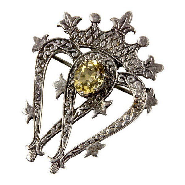 Luckenbooth citrine brooch of similar design in silver, John Hart, Edinburgh, 1970. Luckenbooth citrine brooch of similar design in silver, John Hart, Edinburgh, 1970.