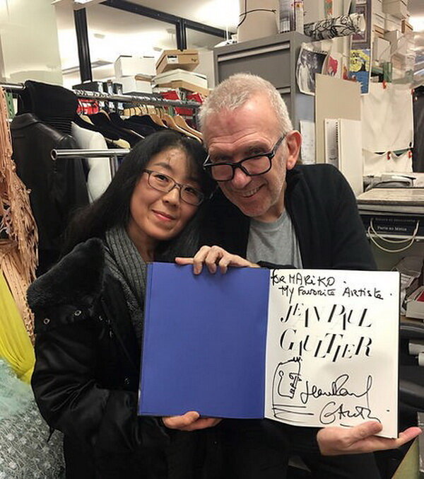 Mariko and Jean Paul Gaultier at Paris Fashion Week on January 23, 2019.