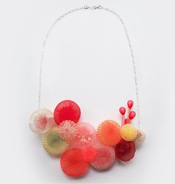 Necklace with a pendant in the form of coral jellyfish.